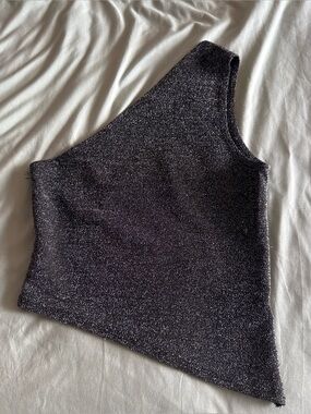 Silence + Noise silver asymmetrical tank top
